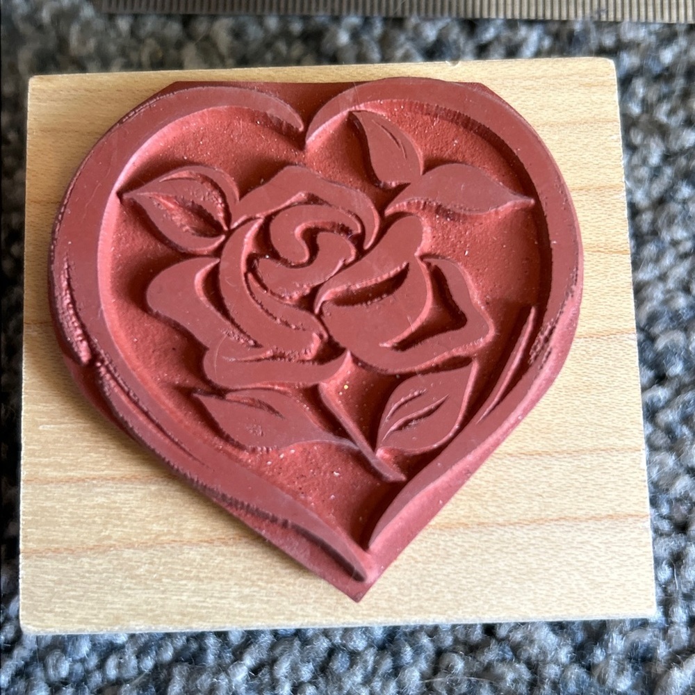 HEART ROSE FLOWER RUBBER STAMP GREAT IMPRESSIONS F223 - Picture 4 of 9